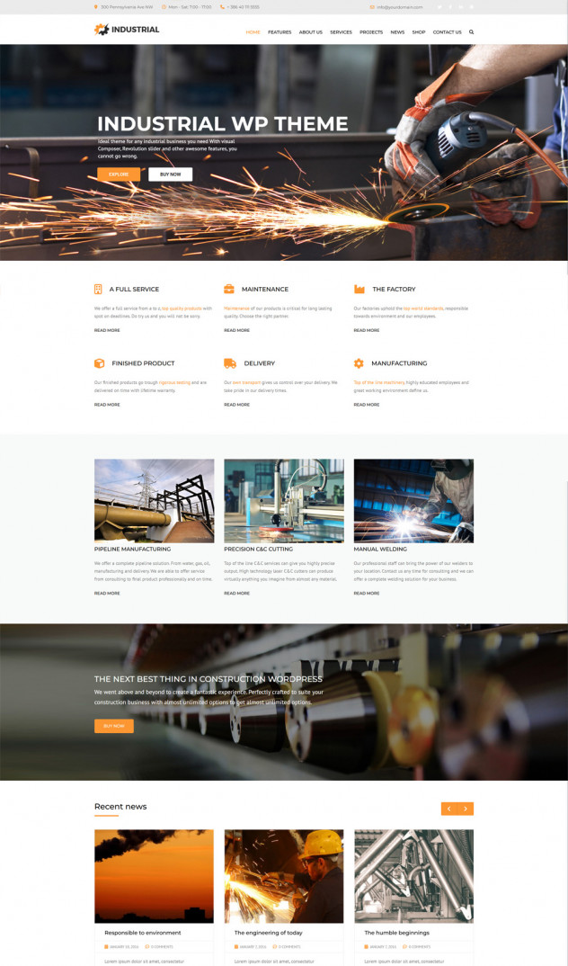 Industrial - Factory Business WordPress Theme