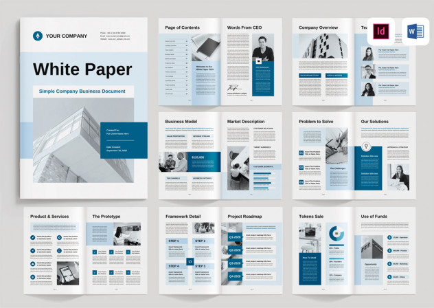 Preview of Versatile White Paper Brochure Template &ndash; InDesign & Word Format (16 Pages, A4)