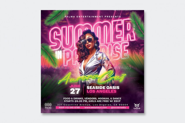 Summer Party Flyer Template PSD