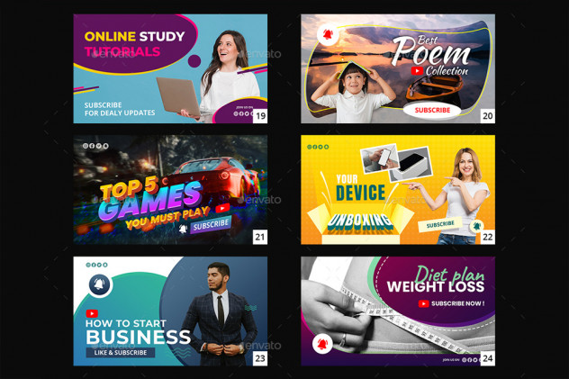 50 Youtube Thumbnail Templates PSD - product preview 3