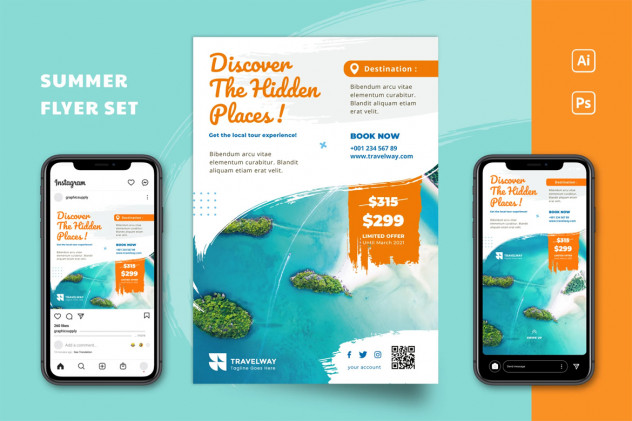 Travel Flyer Design AI, PSD - product preview 0