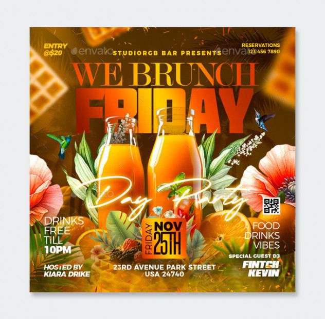 Modern Brunch Flyer Template PSD