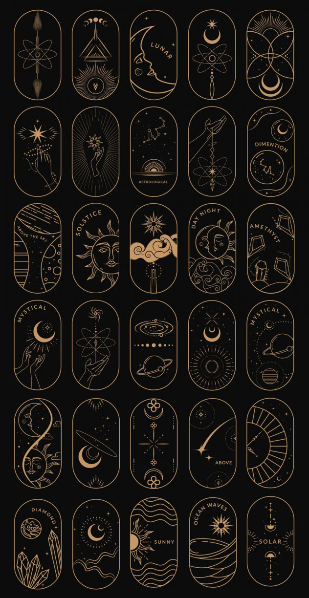 Preview of Vintage Esoteric Celestial Vector Illustration Set