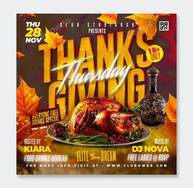 Thanksgiving Flyer Design PSD