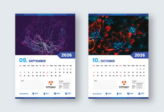 Corporate Wall Calendar 2026 Template preview #4