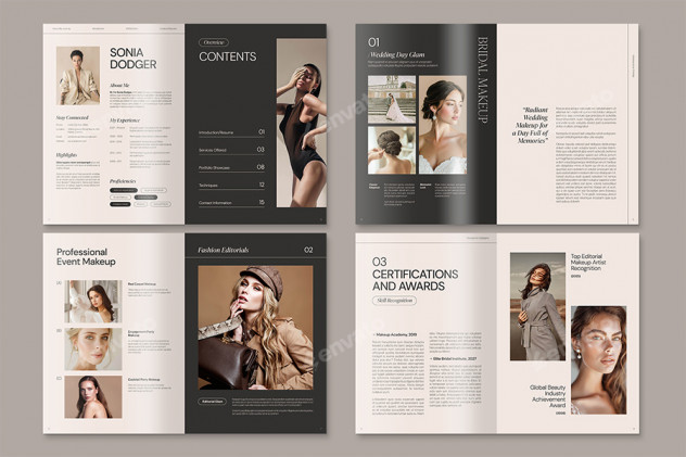 Makeup Artist Portfolio Brochure Template Canva, IDML, INDD preview #2