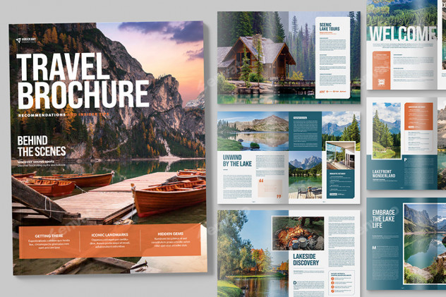 Travel Brochure Template AI, Vector EPS