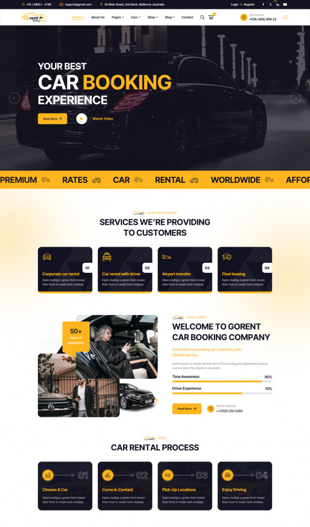 Preview of Gorent - Car Rental Next JS Template