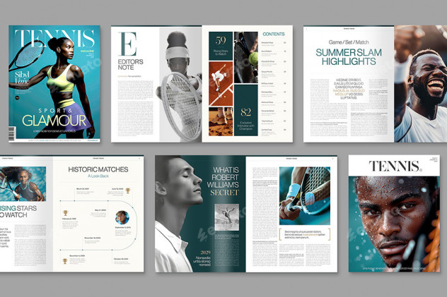 Tennis Magazine Template InDesign - product preview 1