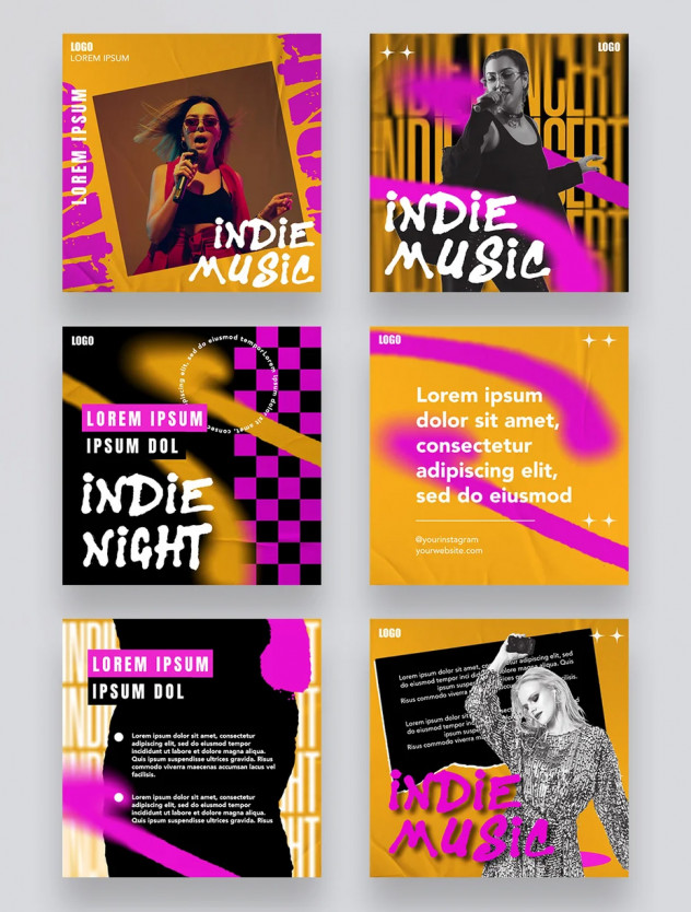 Modern Indie Music Social Media Post Templates PSD