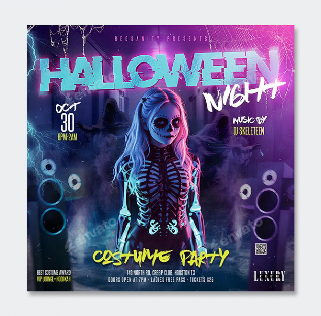 Modern Halloween Party Flyer Template PSD - product preview 0