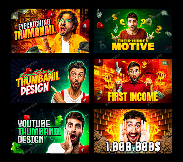 12 Youtube Thumbnail Templates PSD