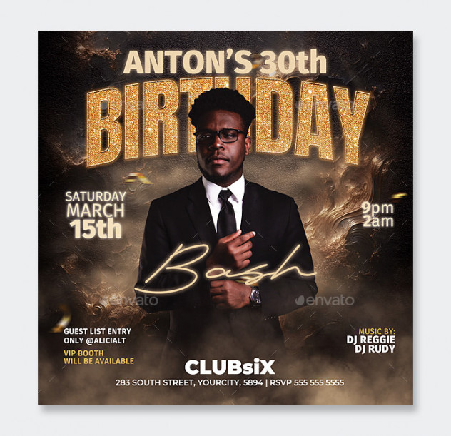 Modern Birthday Flyer and Instagram Post Template PSD - product preview 0