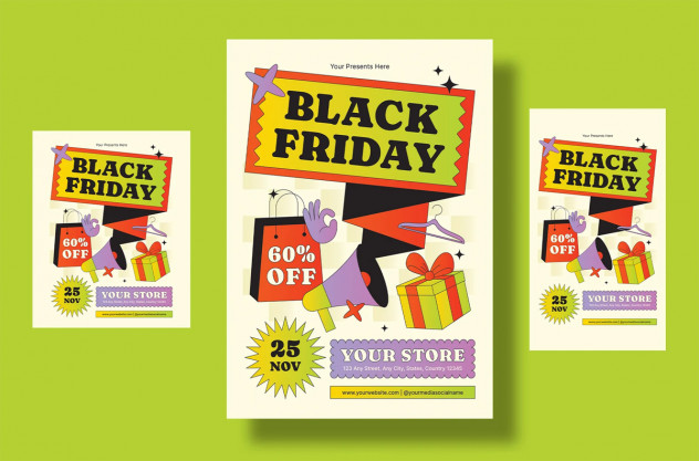 Preview of Fun Modern Black Friday Flyer Template