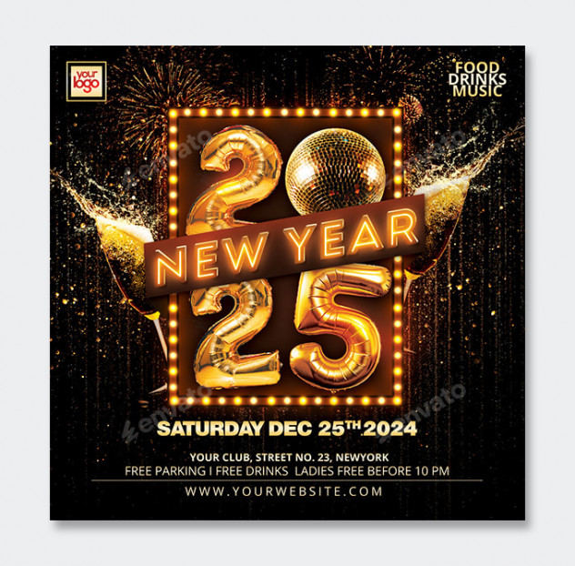 New Year Party Flyer Design