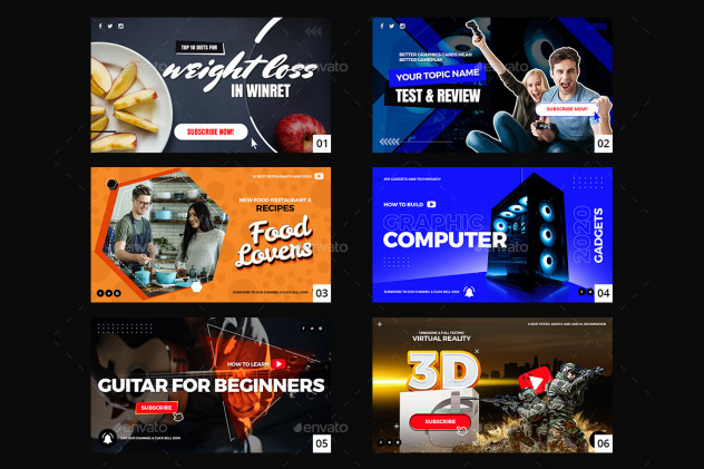 50 Youtube Thumbnail Templates PSD