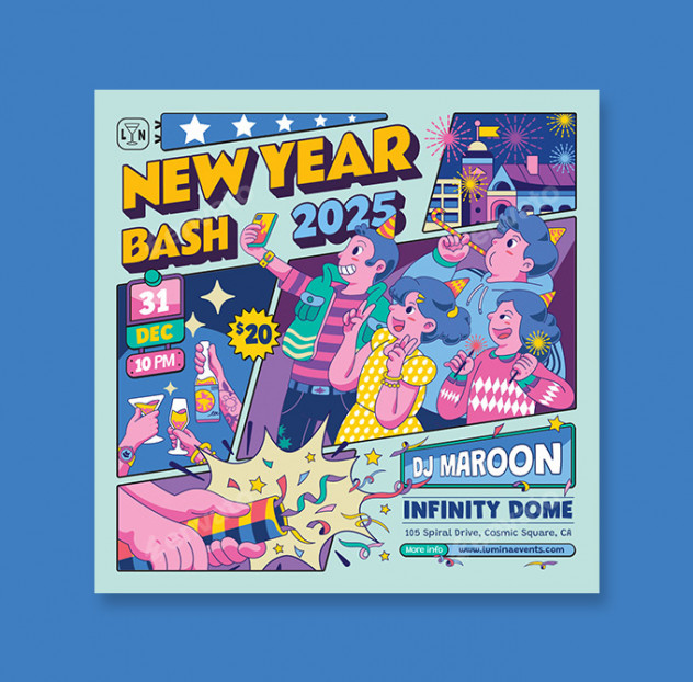 New Year Flyer Template PSD