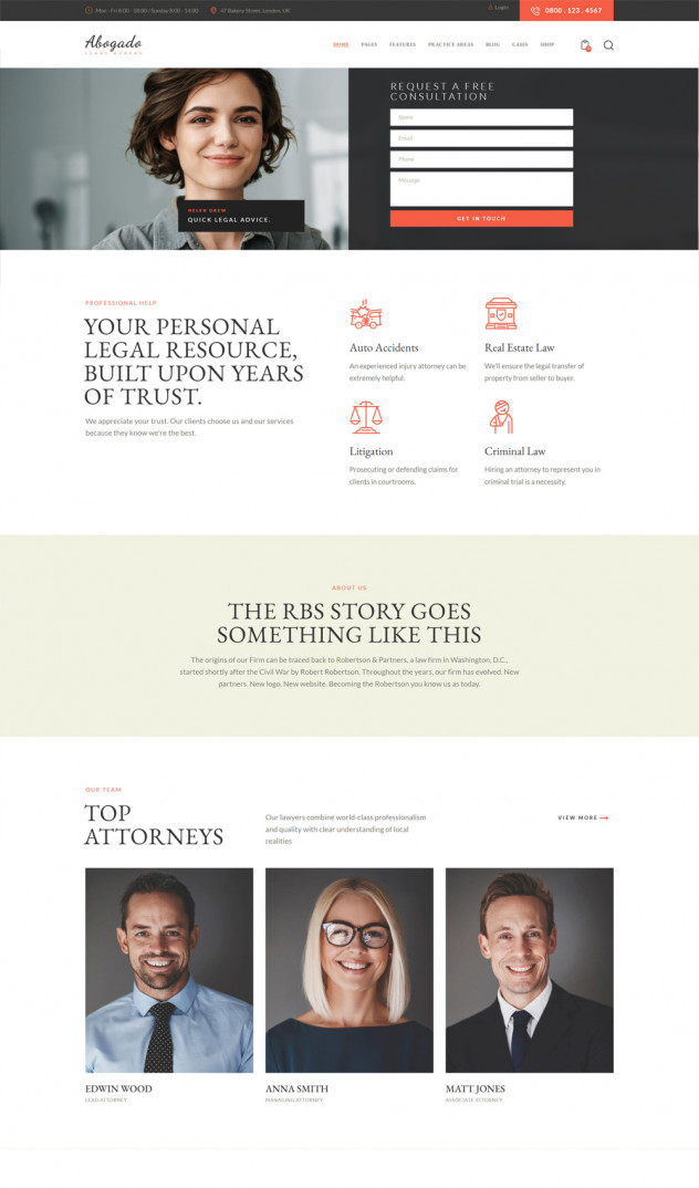 Preview of Abogado - Lawyer WordPress Theme