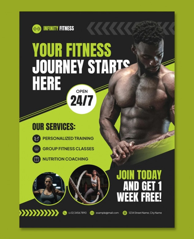 Powerful Gym Fitness Flyer Template