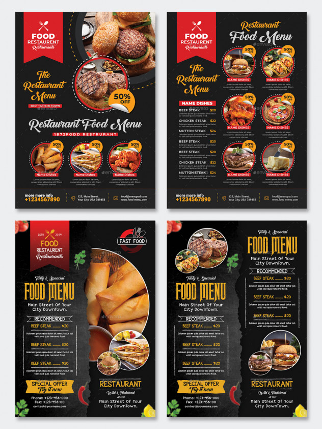 Restaurant Menu Templates PSD Bundle