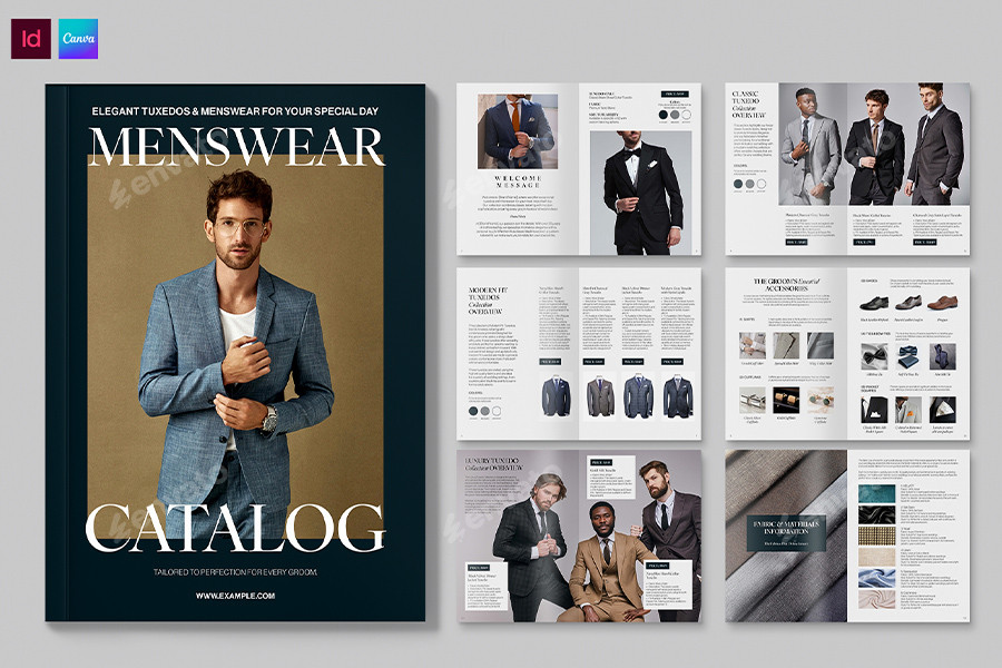 Menswear Clothing Catalog Template InDesign INDD - Design Template Place