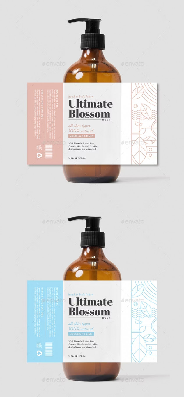 Hand & Body Lotion Label Template AI, Vector EPS - product preview 1