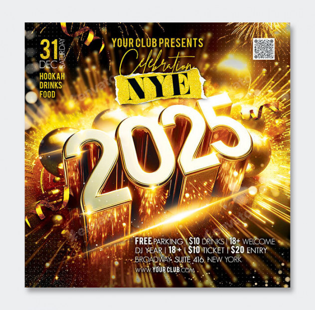 2025 New Year Flyer Template PSD