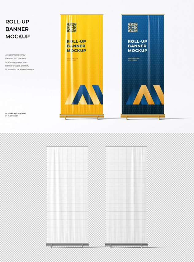 Preview of Dual Roll Up Banner Mockup: High Resolution & Fully Customizable