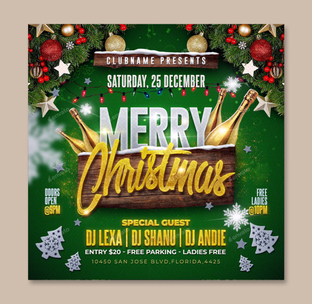 Christmas Party Flyer and Instagram Post Design