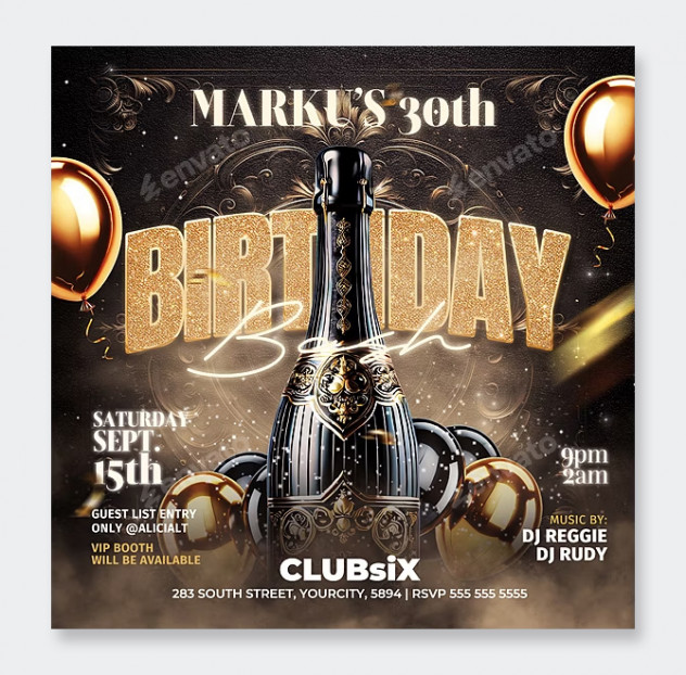 Elegant Birthday Flyer Template PSD - product preview 0