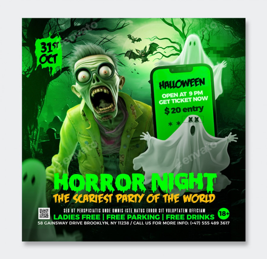 Halloween flyer psd template design template place