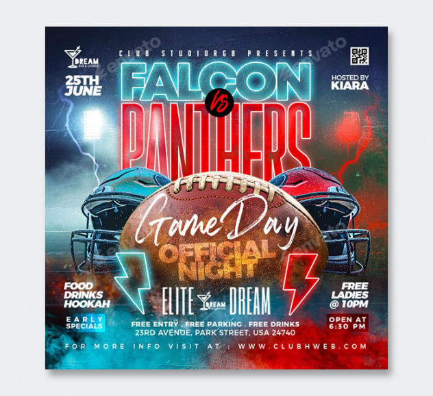 Modern American Football Flyer Template PSD