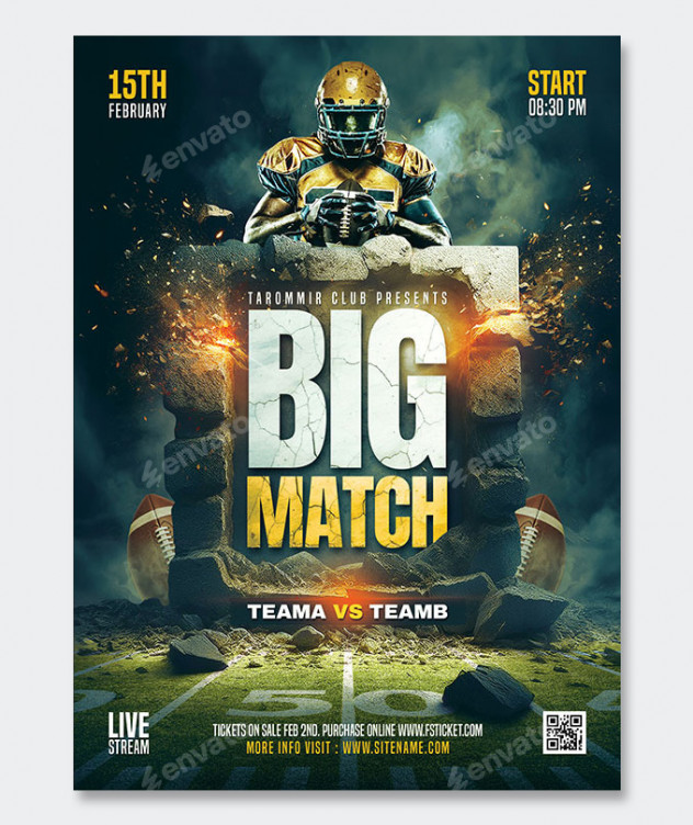 American Football Big Game Flyer Template PSD