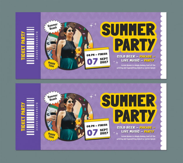 Summer Party Ticket Template – PSD Format