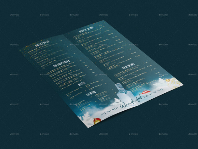 Christmas Drinks Menu Template PSD preview #2