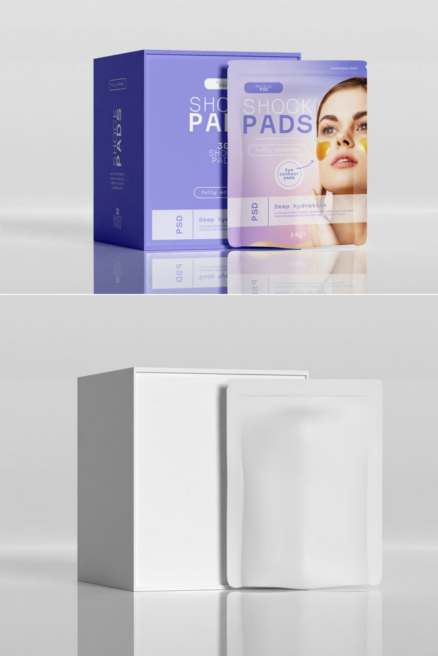 Preview of Professional Facial Sheet Mask Packaging Mockup