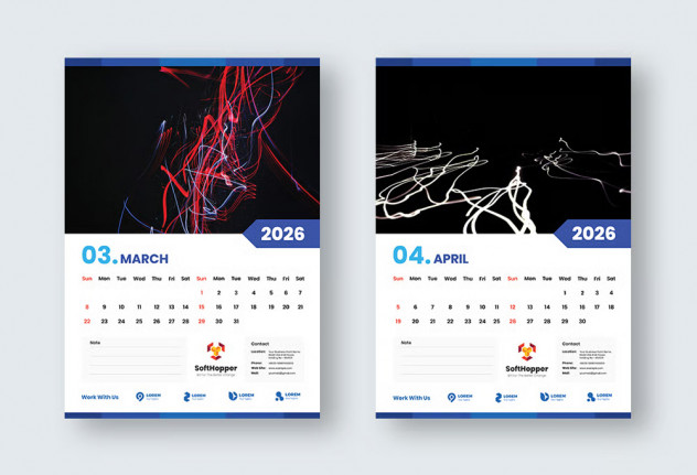 Corporate Wall Calendar 2026 Template preview #2