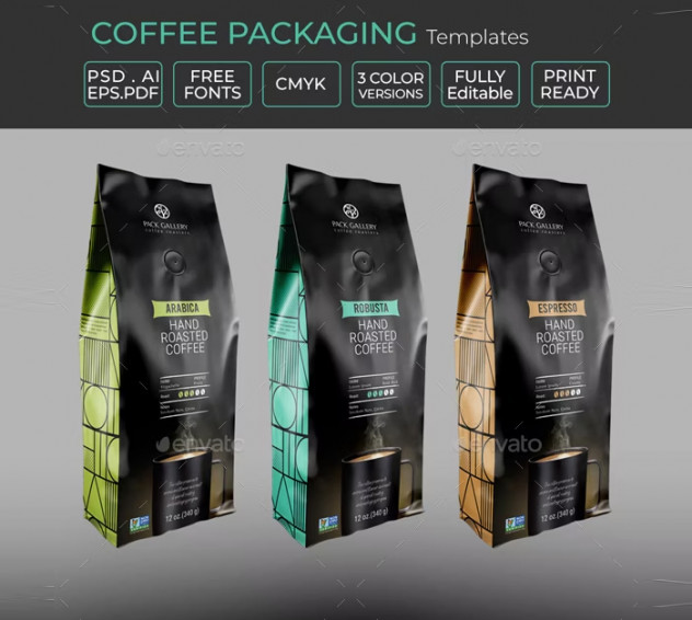 Coffee Packaging Template PSD, AI - product preview 0