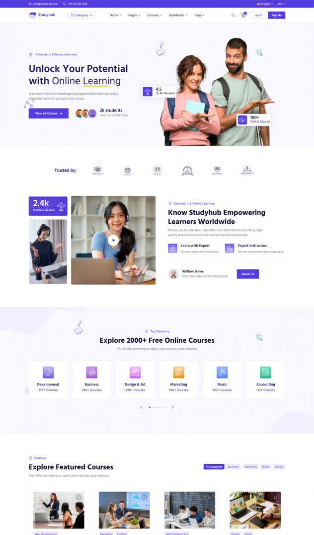 Preview of Studyhub - Education HTML Website Template