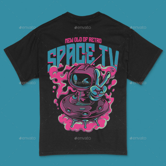 Space TV T-Shirt Design Template Vector - product preview 1