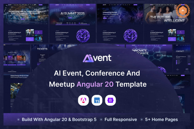 AI Conference Website Template for Angular 20 main preview