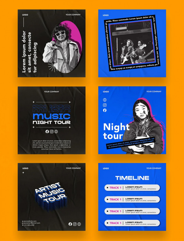 Music Tour Social Media Post Templates PSD