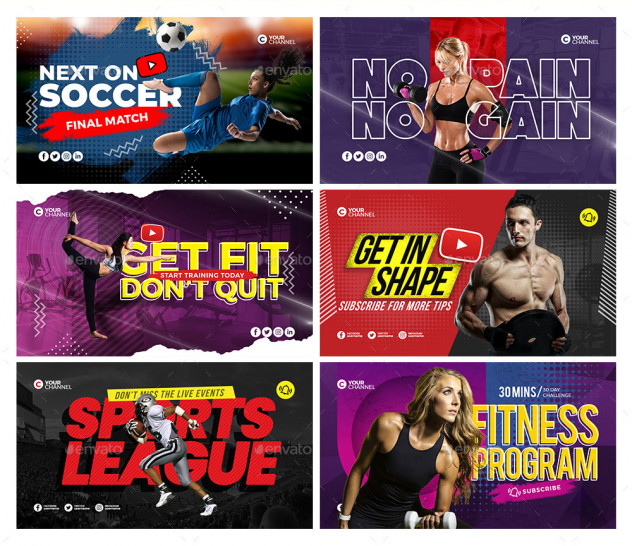 50 YouTube Thumbnail Templates PSD