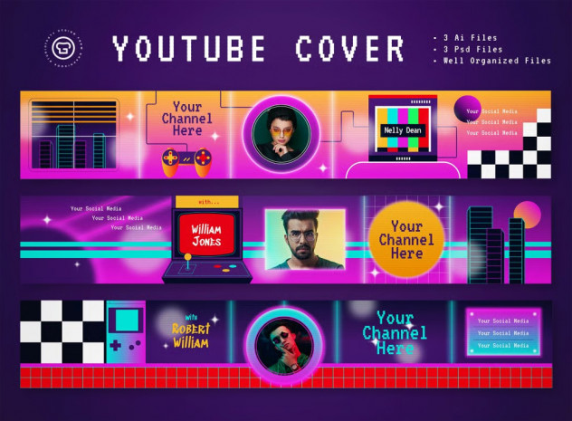 Gamers Youtube Cover Templates - AI, PSD