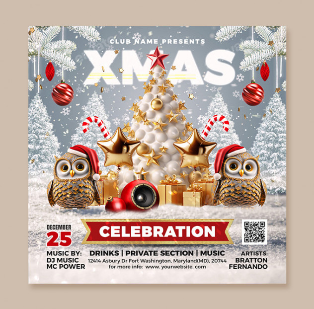 Christmas Party Flyer PSD Design