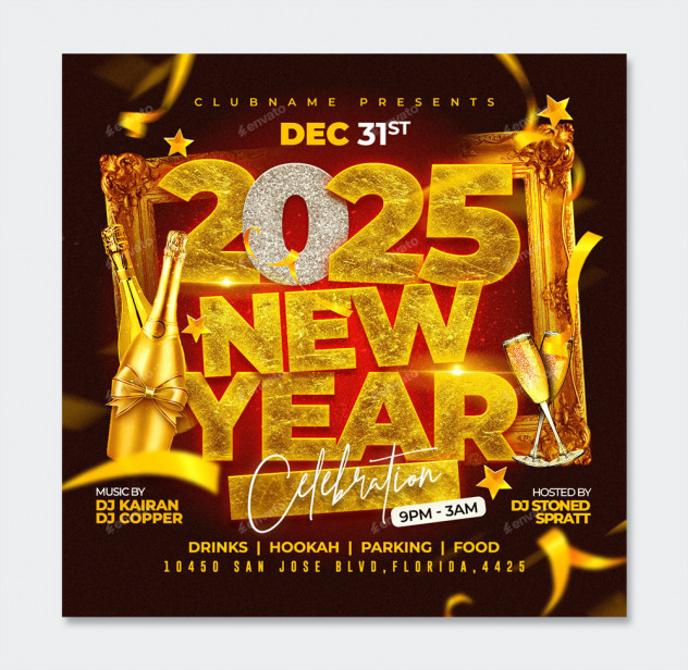 New Year Party Flyer Template PSD