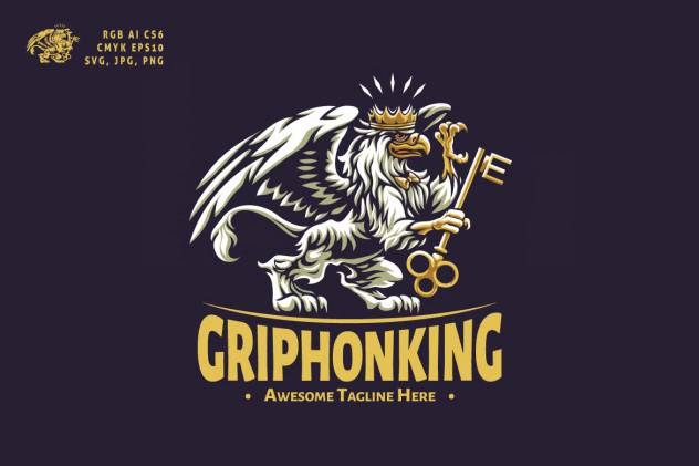 Preview of Griffin King Mascot Logo Template