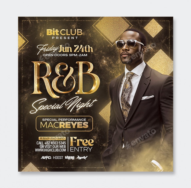 Preview of RNB Night Club Flyer Template PSD