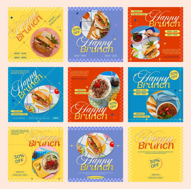Preview of Sunday Brunch Social Media Templates