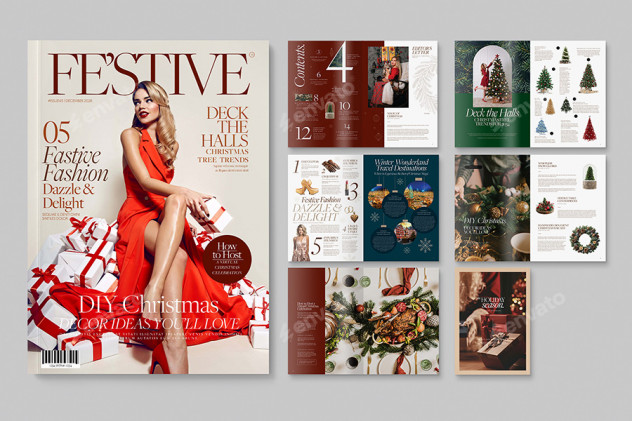 Christmas Magazine Template InDesign INDD